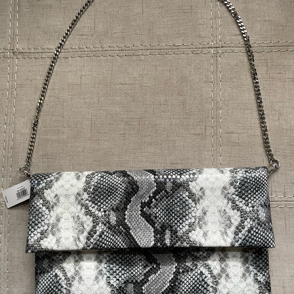 Elegant Snakeskin Pattern Clutch with Chain Strap by Express